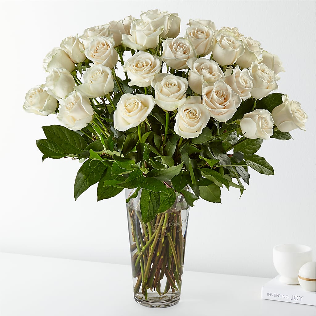 Long Stem White Rose Bouquet – BURNETT'S FLOWERS & GIFTS, Tulsa OK
