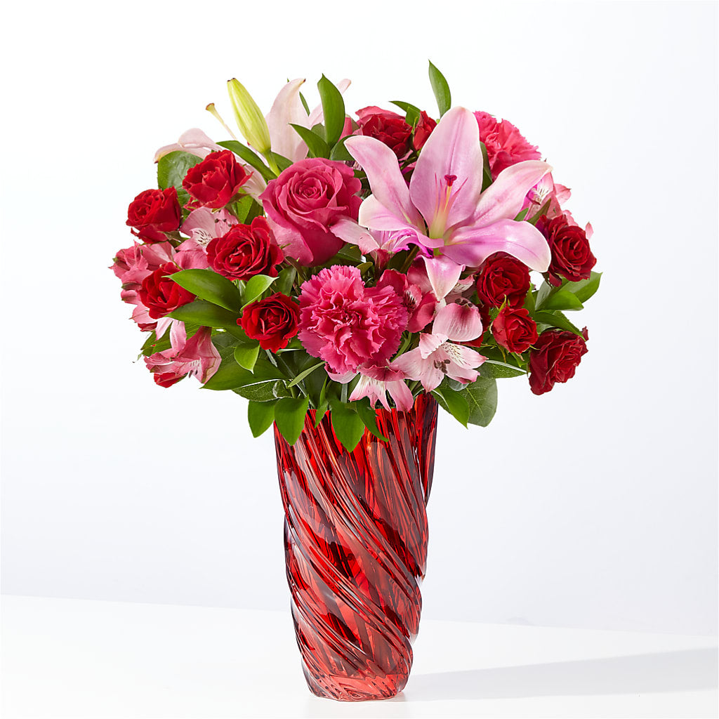 In Love Bouquet with Luxe Swirl Vase – BURNETT'S FLOWERS & GIFTS, Tulsa OK
