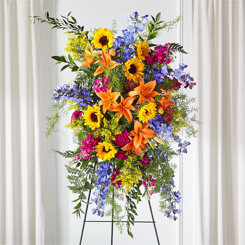 Sunlit Memories Standing Spray (Standard) – BURNETT'S FLOWERS & GIFTS, Tulsa OK