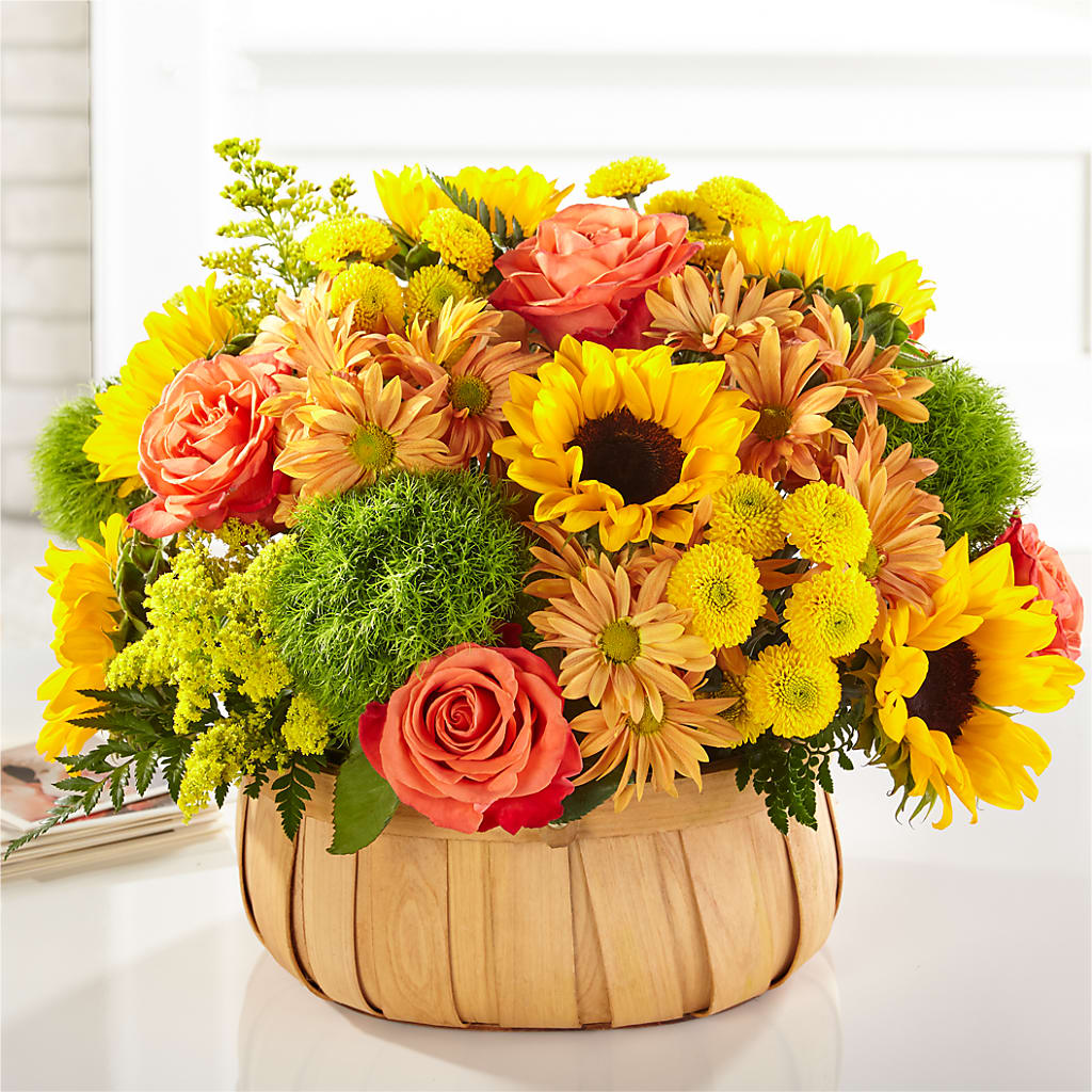 Harvest Sunflower Basket – BURNETT'S FLOWERS & GIFTS, Tulsa OK