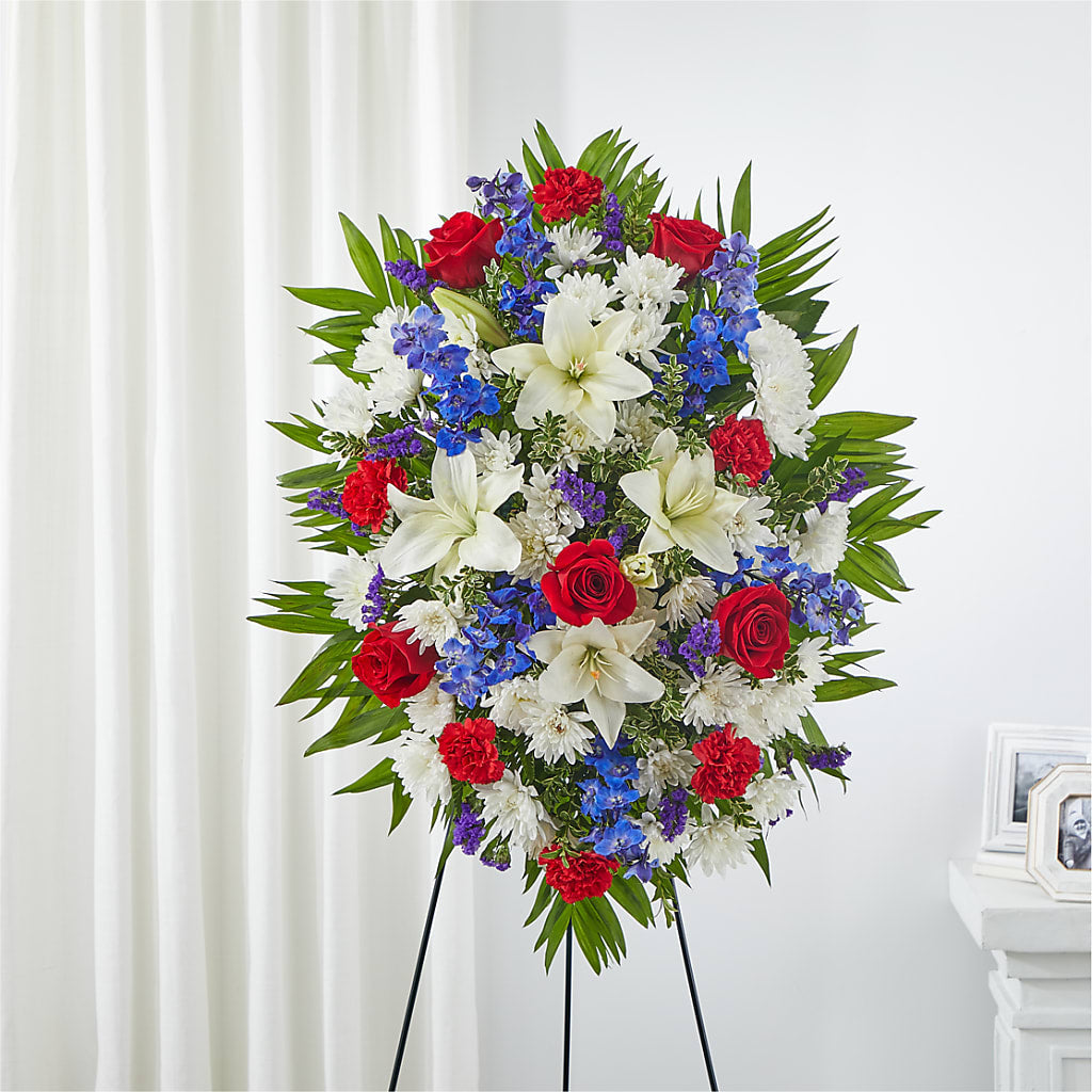 Cherished Service Standing Spray – BURNETT'S FLOWERS & GIFTS, Tulsa OK