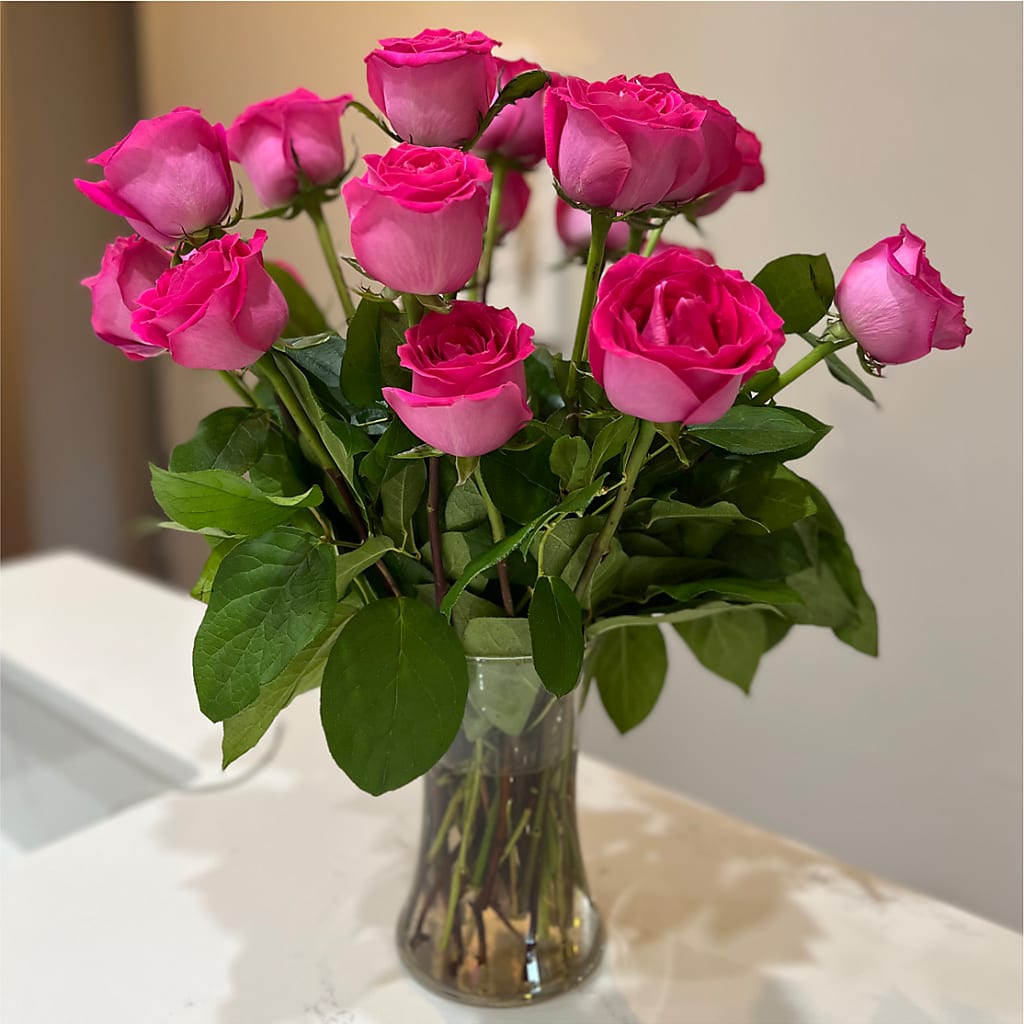 Long Stem Pink Rose Bouquet – BURNETT'S FLOWERS & GIFTS, Tulsa OK