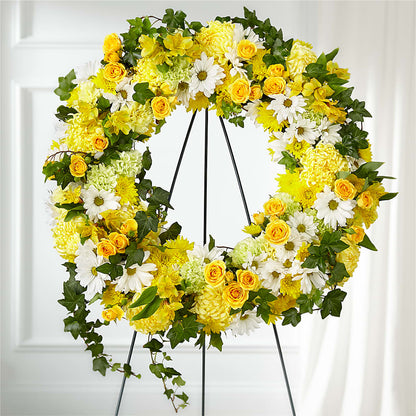 Golden Remembrance Wreath – BURNETT'S FLOWERS & GIFTS, Tulsa OK