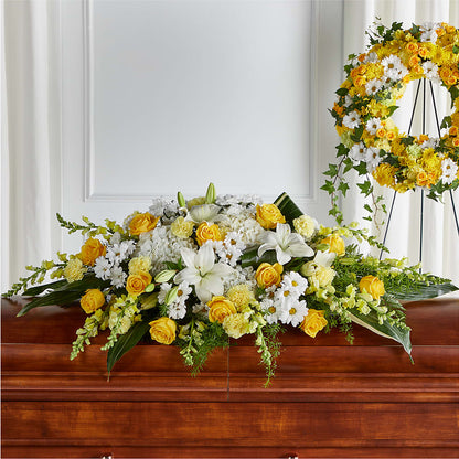 Golden Harmony Casket Spray – BURNETT'S FLOWERS & GIFTS, Tulsa OK