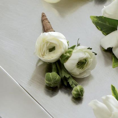 White Ranunculus Boutonniere – BURNETT'S FLOWERS & GIFTS, Tulsa OK